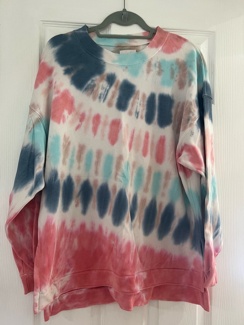 Tie-Dye Oversized Crewneck Sweatshirt - Pink, Blue, Teal